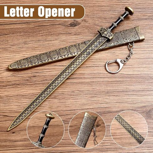Ancient Sword Letter Opener with Sheath and Display Stand, Decorative Vintage Letter Opener Sword Mail Open Tool Envelope Slitter Zincalloy Blade in Saudi Arabia