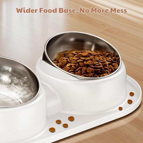 Tilted Elevated Cat Bowls, Dog Water and Food Bowl Set Anti Vomiting, Stainless Steel Pet Bowls with Base, Non-Slip Pet Feeder Bowls for Puppy Small Dogs Cats in Saudi Arabia