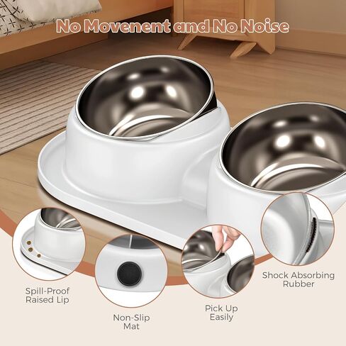 Tilted Elevated Cat Bowls, Dog Water and Food Bowl Set Anti Vomiting, Stainless Steel Pet Bowls with Base, Non-Slip Pet Feeder Bowls for Puppy Small Dogs Cats in Saudi Arabia