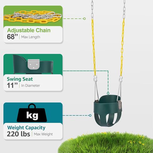 Sorbus Baby Swing - High Back Full Toddler Swing, Bucket Swing for Infants and Toddlers, with Coated Chains Fully Assembled Swing Set Accessories - Durable and Comfortable - Ages 6 Months and Up in Saudi Arabia