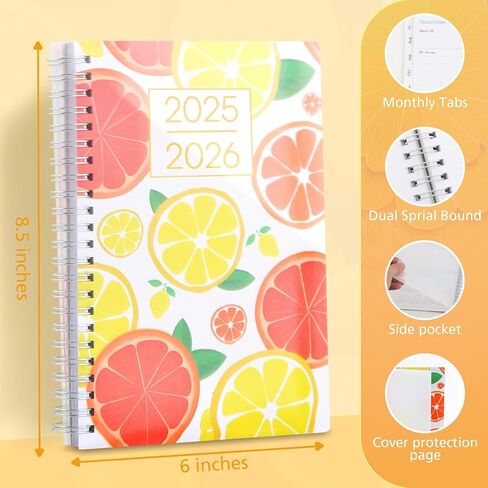 Planner 2025-2026 ، Planner Year Year Weekly Calender Planner ، يوليو 2025 - يونيو 2026 ، دفتر ملاحظات حلزوني A5 (6.3 "× 8.5") مثالي للمعلم ، الطالب ، المكتب ، اللوازم المدرسية (oranger) in Kuwait