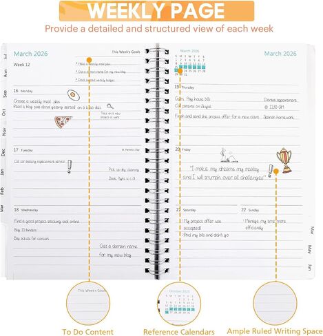 Planner 2025-2026 ، Planner Year Year Weekly Calender Planner ، يوليو 2025 - يونيو 2026 ، دفتر ملاحظات حلزوني A5 (6.3 "× 8.5") مثالي للمعلم ، الطالب ، المكتب ، اللوازم المدرسية (oranger) in Kuwait