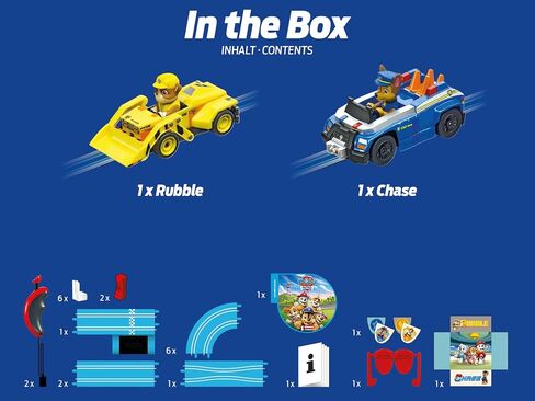 Carrera First Paw Patrol - على مسار سباق السيارات المزدوجة - تشمل سيارتين: مطاردة وركوب - مجموعة ألعاب المبتدئين التي تعمل بالبطارية للأطفال الذين تتراوح أعمارهم بين 3 سنوات وما فوق in Saudi Arabia