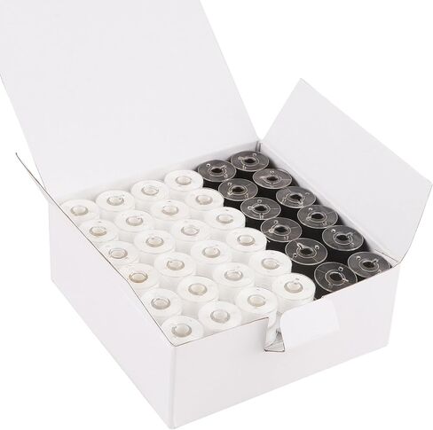 Prewound Bobbins Size A Polyester Sewing Thread Plastic Sided Industrial Bobbin Thread for Embroidery and Sewing Machine, 144-Pack (60S/2(90WT), 48Black + 96 White) in Saudi Arabia
