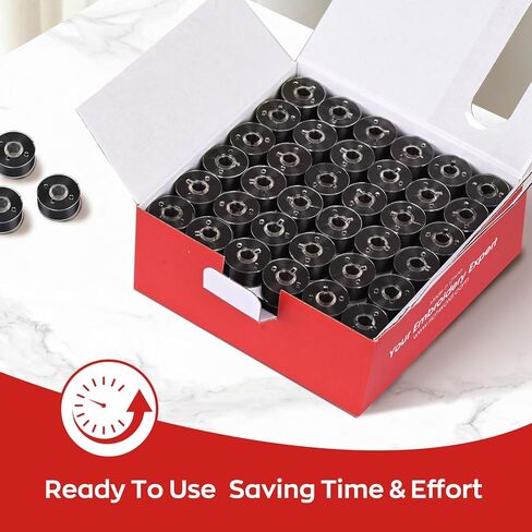 Richword Selected Prewound Bobbins, Plastic Sided, 144pcs Size L(SA155), 75D/2(60WT) Polyester Bobbin Thread for Commercial Multi Needles Embroidery Machine, White 110 Yards in Kuwait