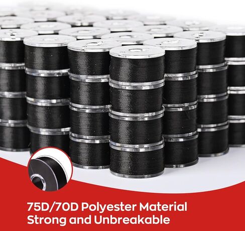 Richword Selected Prewound Bobbins, Plastic Sided, 144pcs Size L(SA155), 75D/2(60WT) Polyester Bobbin Thread for Commercial Multi Needles Embroidery Machine, White 110 Yards in Kuwait