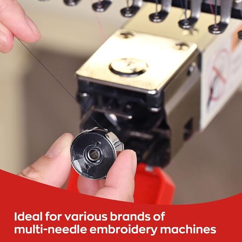 Richword Selected Prewound Bobbins, Plastic Sided, 144pcs Size L(SA155), 75D/2(60WT) Polyester Bobbin Thread for Commercial Multi Needles Embroidery Machine, White 110 Yards in Kuwait