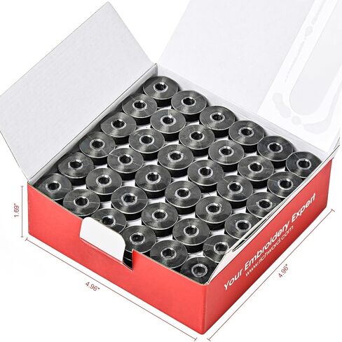 Richword Selected Prewound Bobbins, Plastic Sided, 144pcs Size L(SA155), 75D/2(60WT) Polyester Bobbin Thread for Commercial Multi Needles Embroidery Machine, White 110 Yards in Kuwait