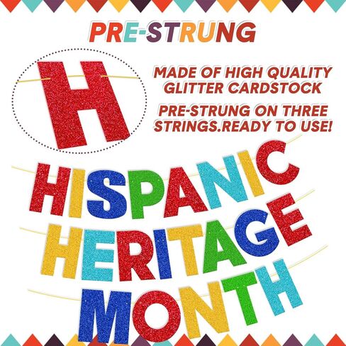 لافتة شهر التراث من أصل إسباني ، شهر Happy Homepanic Garland Decoration الإسباني للحدث ، الاحتفال بالاحتفال بالذكرى السنوية in Kuwait