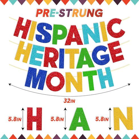 لافتة شهر التراث من أصل إسباني ، شهر Happy Homepanic Garland Decoration الإسباني للحدث ، الاحتفال بالاحتفال بالذكرى السنوية in Kuwait