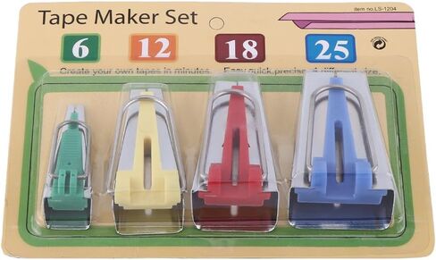 Hilitand 4Pcs/Set Bias Tape Maker Kit 6/12/18/25mm for Sewing Quilting Awl Adjustable Foot Binding Tool Strip in Saudi Arabia