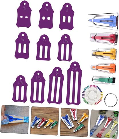STOBOK 1 Set Pin Bag Bias Sewing Tape Sewing Supplies Quilter Pin Biasing Strips Tailor Fabric Tape Bias Tape Making Tool Bias Tape Folder Quilting Alloy Sewing Tools Manual Purple in Saudi Arabia