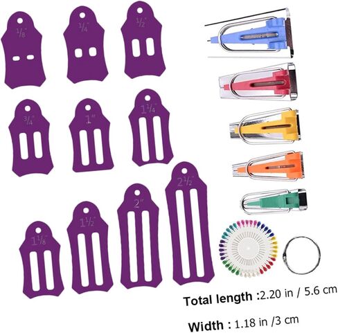 STOBOK 1 Set Pin Bag Bias Sewing Tape Sewing Supplies Quilter Pin Biasing Strips Tailor Fabric Tape Bias Tape Making Tool Bias Tape Folder Quilting Alloy Sewing Tools Manual Purple in Saudi Arabia