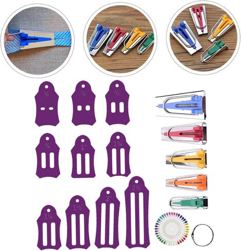 STOBOK 1 Set Pin Bag Bias Sewing Tape Sewing Supplies Quilter Pin Biasing Strips Tailor Fabric Tape Bias Tape Making Tool Bias Tape Folder Quilting Alloy Sewing Tools Manual Purple in Saudi Arabia