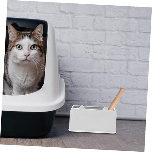 Cat Litter Scoop Holder Durable Grey Base for Litter Scoop Storage Charming Cat Themed Design Keeps Litter Box Area Organized Essential Cat Litter Box in Saudi Arabia
