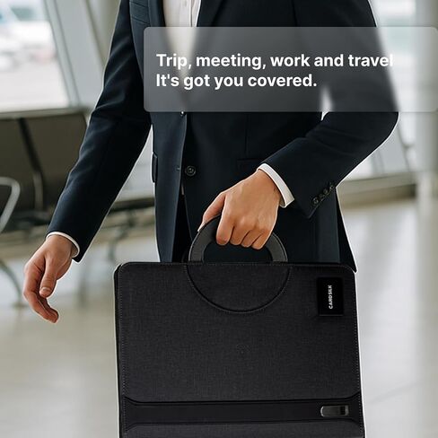 Zipper Padfolio, Portfolio Binder Organizer with 8000mAh Power Bank, Portfolio for Resume, Documents, Phone, Tablet, Business Supplies, Notebook Organizer with Wireless Charging in Saudi Arabia