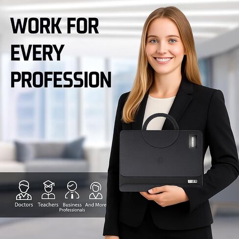 Zipper Padfolio, Portfolio Binder Organizer with 8000mAh Power Bank, Portfolio for Resume, Documents, Phone, Tablet, Business Supplies, Notebook Organizer with Wireless Charging in Saudi Arabia