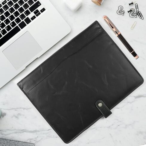 Leather Portfolio, Leather Binder with Pen, Resume Organizer & Padfolio for Men and Women | Business Portfolio with Card Holder & Document Organizer (Antique Brown) in Saudi Arabia
