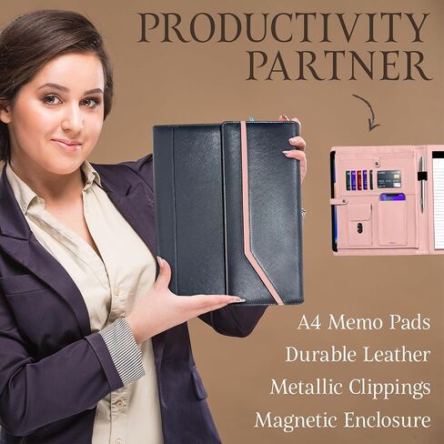 Padfolio for Women, Leather Padfolio Perzonalized, Legal Pad Portfolio with 2 Notepads, Black Letter Padfolio. in Saudi Arabia