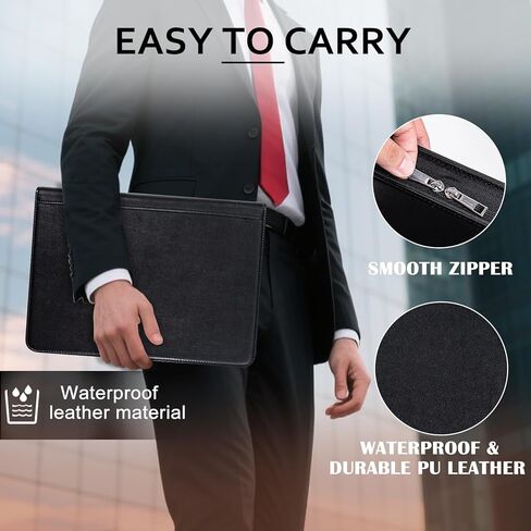 Calfinder 3 Ring Portfolio Binder,PU Leather Padtfolio Binder with Zipper,Padfolios for Women&Men,Professional Business Portfolio Organizer for Resume/Interview, A4 Letter Document Organizer in Kuwait