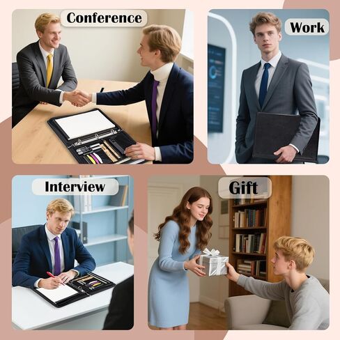 Calfinder 3 Ring Portfolio Binder,PU Leather Padtfolio Binder with Zipper,Padfolios for Women&Men,Professional Business Portfolio Organizer for Resume/Interview, A4 Letter Document Organizer in Kuwait