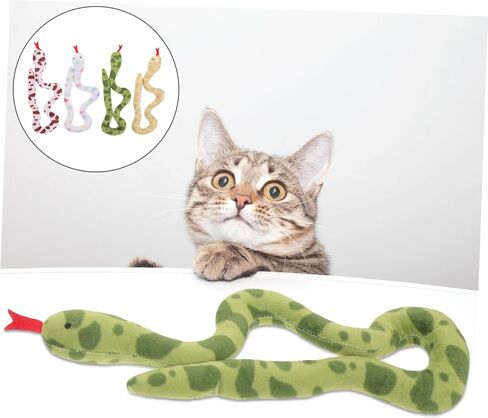 Toyvian 4Pcs Wear Resistant Plush Cat Kitten Playthings in Brown Yellow Green Scratch Resistant Bite Accessories for Indoor Cats to Promote Exercise and in Saudi Arabia
