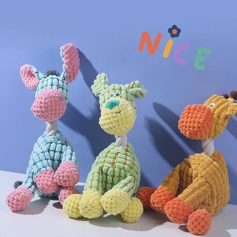 Interactive Stuffed Squeaky Chew Toy Plush Donkey, Dog, Giraffe Dog Toys with Soft Fabric for Small Big Large Dogs Durable Teeth Cleaning Play (Giraffe) in Saudi Arabia