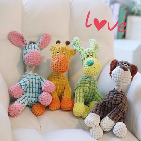 Interactive Stuffed Squeaky Chew Toy Plush Donkey, Dog, Giraffe Dog Toys with Soft Fabric for Small Big Large Dogs Durable Teeth Cleaning Play (Giraffe) in Saudi Arabia