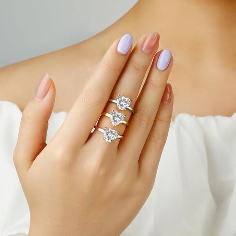 JALOKIVI 1.4CT 925 Sterling Silver Engagement Rings for Women Rose Gold Heart Cut Halo Cubic Zirconia Promise Wedding Rings Size 4 in Saudi Arabia