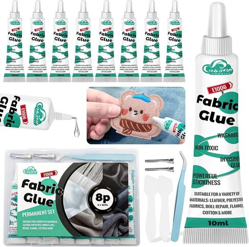 4 Pcs Fabric Glue Permanent, 10 ML Washable Clear Clothing Glue, Super Fabric Adhesive for Clothes, Leather, Patches, Denim, Flannel, Doll Repair, Rhinestones, Cotton and More in Kuwait