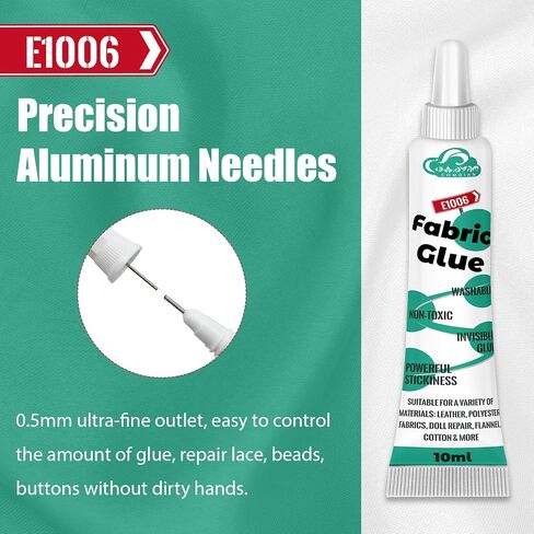 4 Pcs Fabric Glue Permanent, 10 ML Washable Clear Clothing Glue, Super Fabric Adhesive for Clothes, Leather, Patches, Denim, Flannel, Doll Repair, Rhinestones, Cotton and More in Kuwait