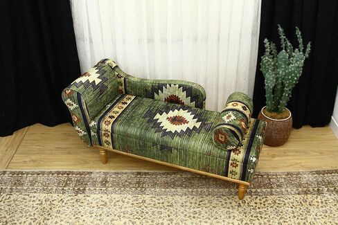 Animal Print Rug Upholstered Ottoman Bench, Boho Piano Bench, Farmhouse Decor Ottoman Bench, Wood Ottoman, Green Entry Bench, Kitchen Dining Bench, Green Footstool in Saudi Arabia