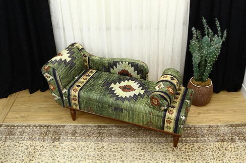 Animal Print Rug Upholstered Ottoman Bench, Boho Piano Bench, Farmhouse Decor Ottoman Bench, Wood Ottoman, Green Entry Bench, Kitchen Dining Bench, Green Footstool in Saudi Arabia