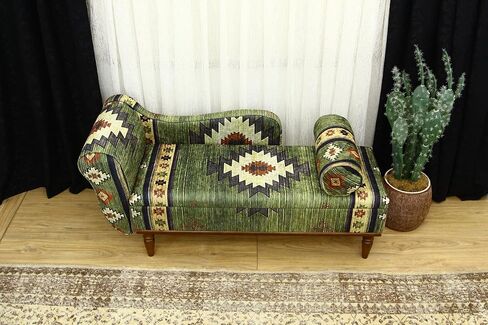 Animal Print Rug Upholstered Ottoman Bench, Boho Piano Bench, Farmhouse Decor Ottoman Bench, Wood Ottoman, Green Entry Bench, Kitchen Dining Bench, Green Footstool in Saudi Arabia