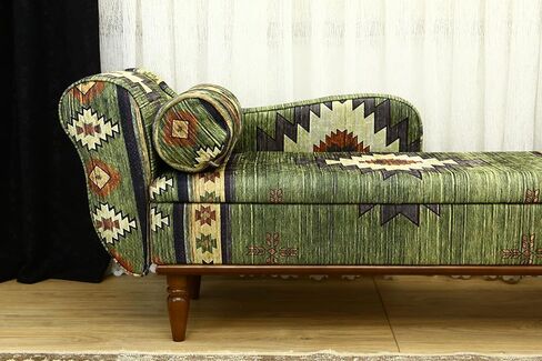 Animal Print Rug Upholstered Ottoman Bench, Boho Piano Bench, Farmhouse Decor Ottoman Bench, Wood Ottoman, Green Entry Bench, Kitchen Dining Bench, Green Footstool in Saudi Arabia