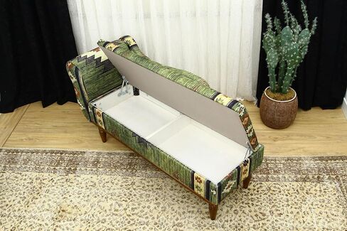 Animal Print Rug Upholstered Ottoman Bench, Boho Piano Bench, Farmhouse Decor Ottoman Bench, Wood Ottoman, Green Entry Bench, Kitchen Dining Bench, Green Footstool in Saudi Arabia
