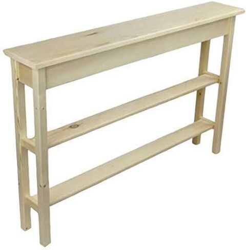 46" Narrow Console Sofa Table - Unfinished Foyer Pine Table With 2 Bottom Storage Shelf in Saudi Arabia