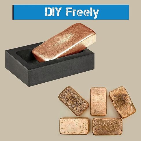 2 Pcs (4-2kg) Graphite Ingot for Melting Casting Refining Metal Copper Gold Silver Aluminum Brass, 105 X 40 X 30mm, Black in Saudi Arabia
