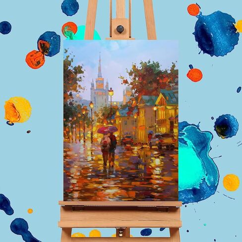 DIYGEMDOT 6 Pack DIY Paint by Numbers Att for البالغين والمبتدئين ، على متن في المطر ، طلاء سهلة بأرقام أرقام ، 9.8 × 13.8 بوصة للديكور المنزلي in Saudi Arabia