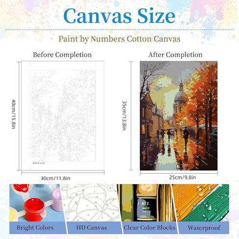 DIYGEMDOT 6 Pack DIY Paint by Numbers Att for البالغين والمبتدئين ، على متن في المطر ، طلاء سهلة بأرقام أرقام ، 9.8 × 13.8 بوصة للديكور المنزلي in Saudi Arabia