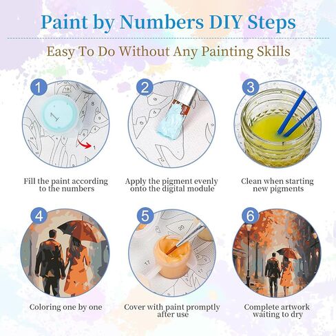 DIYGEMDOT 6 Pack DIY Paint by Numbers Att for البالغين والمبتدئين ، على متن في المطر ، طلاء سهلة بأرقام أرقام ، 9.8 × 13.8 بوصة للديكور المنزلي in Saudi Arabia
