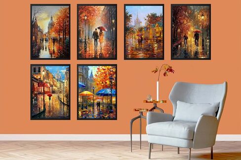 DIYGEMDOT 6 Pack DIY Paint by Numbers Att for البالغين والمبتدئين ، على متن في المطر ، طلاء سهلة بأرقام أرقام ، 9.8 × 13.8 بوصة للديكور المنزلي in Saudi Arabia