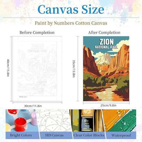 DIYGEMDOT 6 Pack DIY Paint by Numbers Att for البالغين والمبتدئين ، على متن في المطر ، طلاء سهلة بأرقام أرقام ، 9.8 × 13.8 بوصة للديكور المنزلي in Kuwait