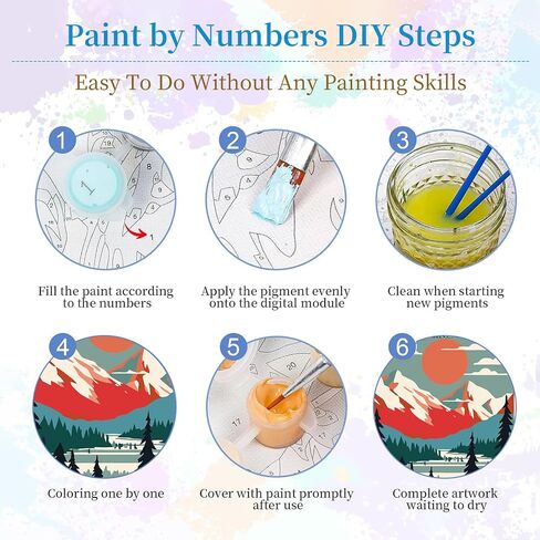 DIYGEMDOT 6 Pack DIY Paint by Numbers Att for البالغين والمبتدئين ، على متن في المطر ، طلاء سهلة بأرقام أرقام ، 9.8 × 13.8 بوصة للديكور المنزلي in Kuwait