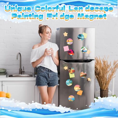 24 Pcs Magnetic Canvas Mini Round Canvas Boards Pre Drawn Canvases with Brushes Acrylic Paints Pre Printed Painting Boards for Students DIY Fridge Locker Art Craft(Hawaii) in Saudi Arabia