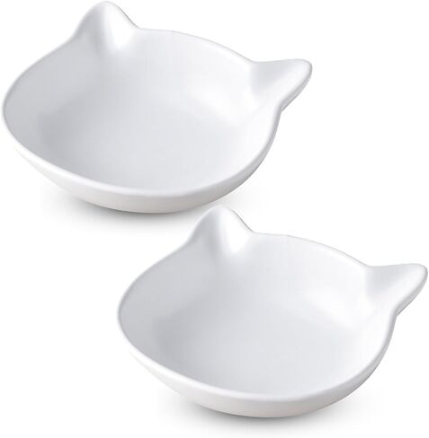 Ceramic Elevated Cat Bowl, Raised Cat Food Water Bowl for Indoor Cats with Stand, Titled Anti-Vomiting Cat Dish，Whisker Friendly, All Life Stage in Saudi Arabia