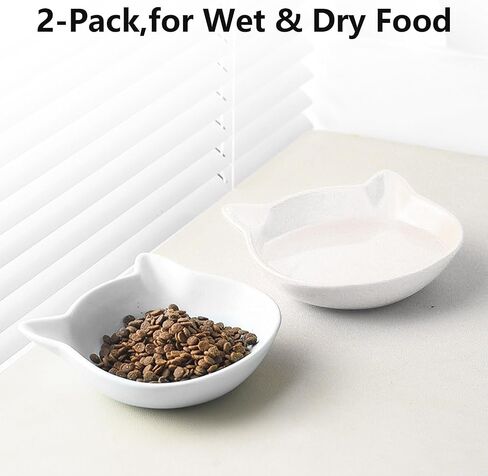 Ceramic Elevated Cat Bowl, Raised Cat Food Water Bowl for Indoor Cats with Stand, Titled Anti-Vomiting Cat Dish，Whisker Friendly, All Life Stage in Saudi Arabia