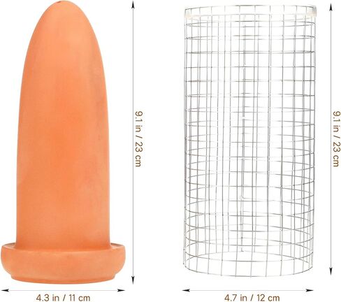 Popetpop Pottery Clay Discus Breading Cone: Discus Fish Proway Cone - إخفاء الكهوف مع غطاء شبكة من الفولاذ المقاوم للصدأ لتزيين المناظر الطبيعية المائية in Saudi Arabia