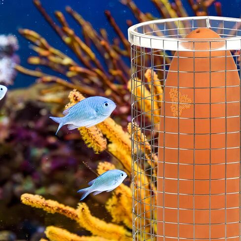 Popetpop Pottery Clay Discus Breading Cone: Discus Fish Proway Cone - إخفاء الكهوف مع غطاء شبكة من الفولاذ المقاوم للصدأ لتزيين المناظر الطبيعية المائية in Saudi Arabia