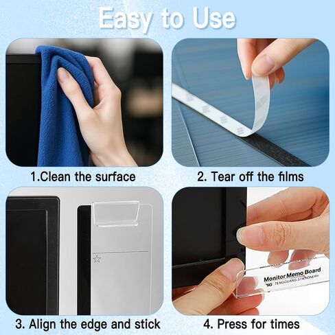 2PCS Monitor Memo Board ، Note Sticky Note لشاشات الكمبيوتر ، لوحة مذكرة جانبية شفافة لشاشات الكمبيوتر ، أداة تنظيم المكاتب الموفرة للمساحة مع تصميم جانبي in Kuwait